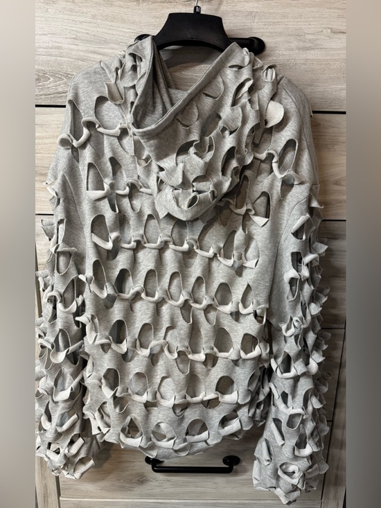 AKIRA Jackets & Blazers - AKIRA Light Gray 2 in 1 Reversible Distressed Cutout Zip Hoodie